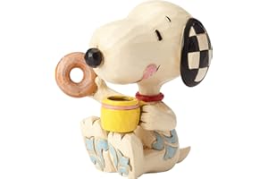 Enesco 6001297 Jim Shore Peanuts Snoopy Donuts and Coffee Miniature Figurine, 3 Inch, Multicolor