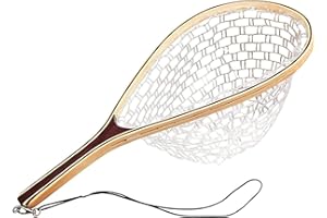 Fashionwu Trout Net, Soft Rubber Mesh Fly Fishing Landing Net for Trout, Catch and Release Net Fishpond Net Fishing Net Freshwater