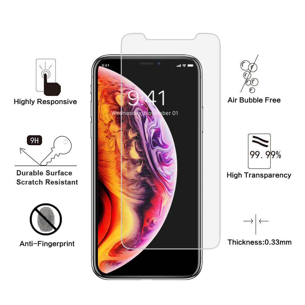 GLASS-M [2 Pack] Tempered Glass Screen Protector Compatible with iPhone XS Max 6.5 inch, [Not Full Cover] Case Friendly Screen Protector Film