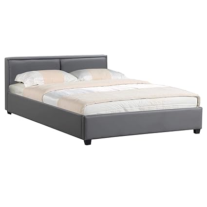 CARO-Möbel Polsterbett Doppelbett Celine grau, 140 x 200 cm, Kunstlederbezug inklusive Lattenrahmen