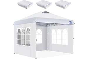 FANPAT 3Pcs Instant Canopy Tent Sidewalls for 10x10 Pop-Up Canopy, Garden Gazebo, 210D Oxford Fabric Waterproof, White (3Pcs Sidewalls ONLY)