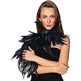 HOMELEX Black Witch Feather Collar Crow Shawl Costume Halloween Swan Wings Accessories Cape for Women
