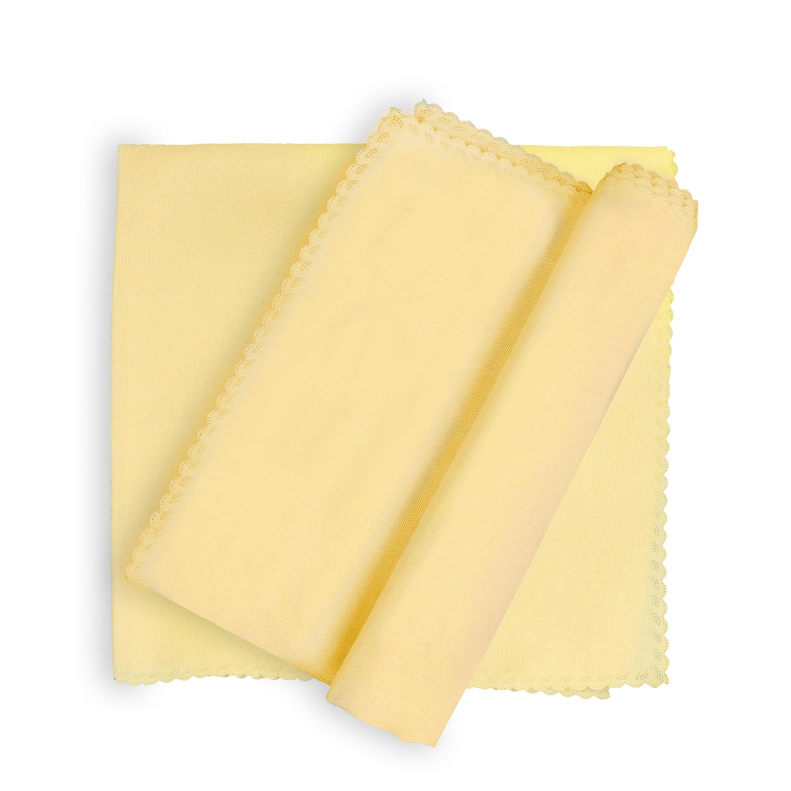 BIT.FLY Cloth Napkin - Set of 20 Polyester Napkins with Lace 48x 48CM for Restaurants Hotels Banquets Weddings, Beige