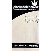 ROYAL7 3 Pack Ivory, Rectangle Disposable Plastic Tablecloth for Picnic, Birthday, BBQ, Party, Wedding (Ivory, Rectangle, 54in. X108in.)