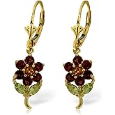 Galaxy Gold GG 14K Solid Gold Flower Earrings with Garnets, Citrines and Peridots