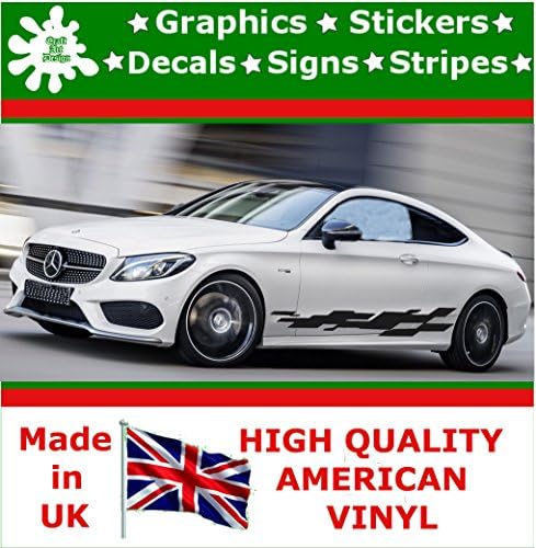 Craft Art Design Car Stickers-10 inch Side Stripes, Stickers Graphics, Vinyl Decal, Decals Racing Sticker, Stripe Graphic, Body Race Decal, Self Adhesive Funny Car Stickers F1_68 (Black)