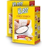 Klass Corn Starch 100% Pure | Fat Free &amp; Sugar Free | 2 Pack 28.2 Oz | 100% pure corn starch for cooking, baking and thickening, fat free and sugar free