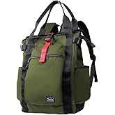 Rangeland Unisex Laptop Tote Backpack Convertible Lightweight Nylon Water-Resistant Everyday Shoulder Tote bag Backpack with Water Bottle Pocket Work Travel, Army Green