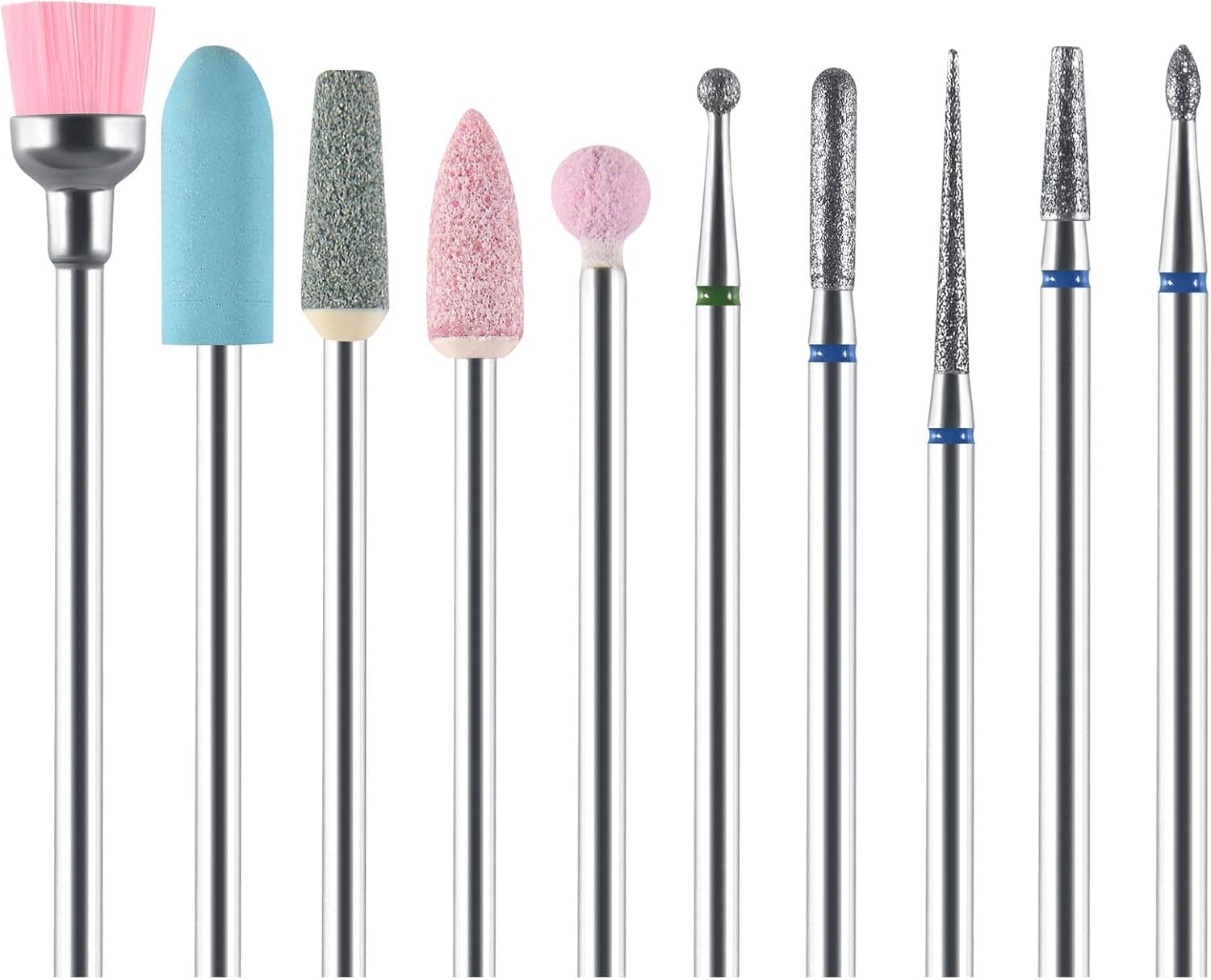 URAQT Nail Drill Bits Set, 10 pcs Electric Nail Drill Kit 3/32", "Professional Cuticle Polishing Bits for Acrylic Gel Nails, Electric Nail Files Manicure Pedicure Drill Tool