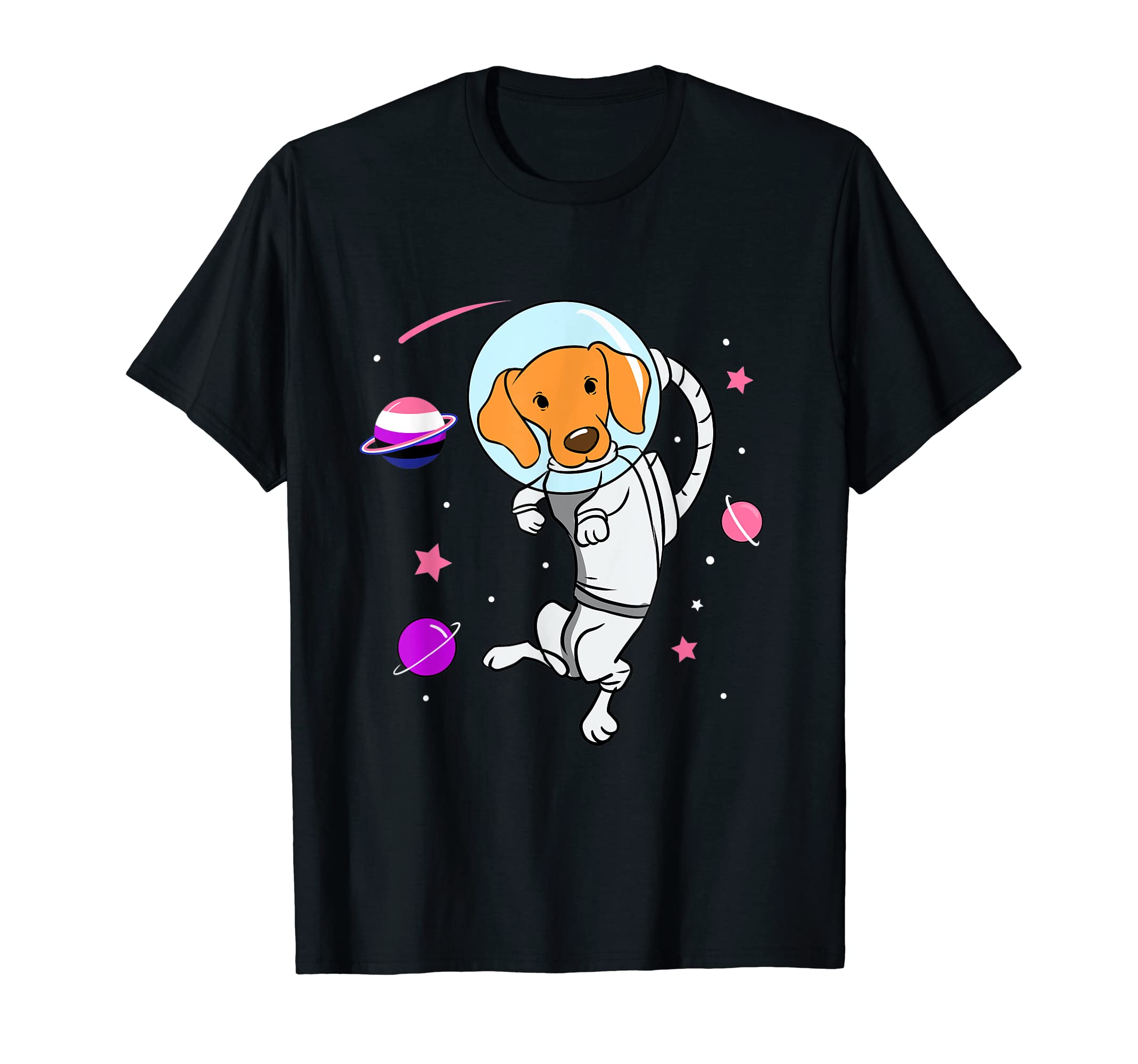 Genderfluid Dog In Space Genderfluid Pride T-Shirt