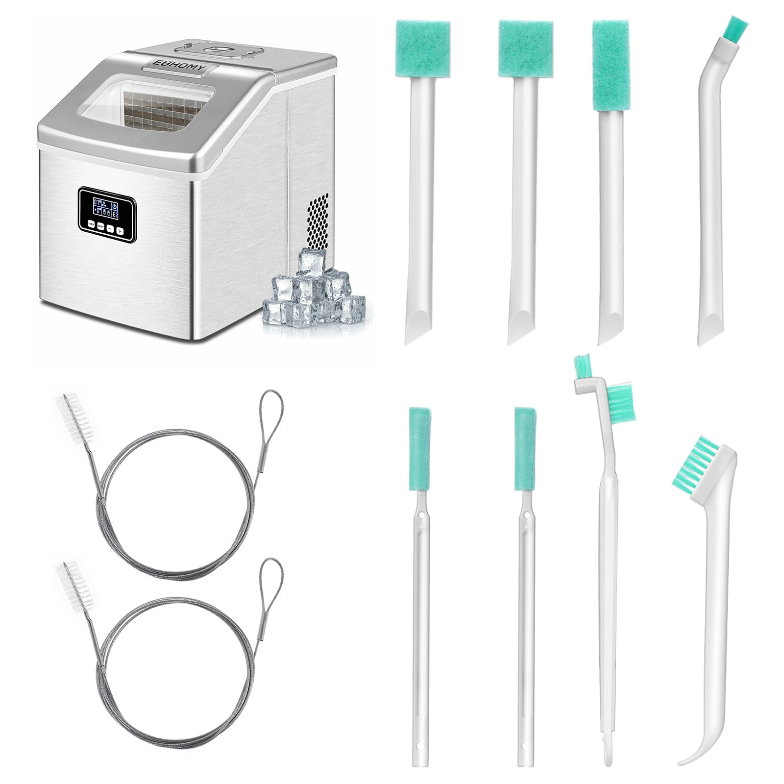 Lnngub Ice Maker Cleaner Set- 8pcs Crevice Cleaning Brushes & 2pcs Drain Brush Nylon Bristles Ice Machine Cleaner Brush Small Cleaners Brushes for Tight Spaces