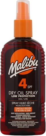 Malibu Sun Protection Dry Oil Spray SPF 4 200ml Clear Water Resistant