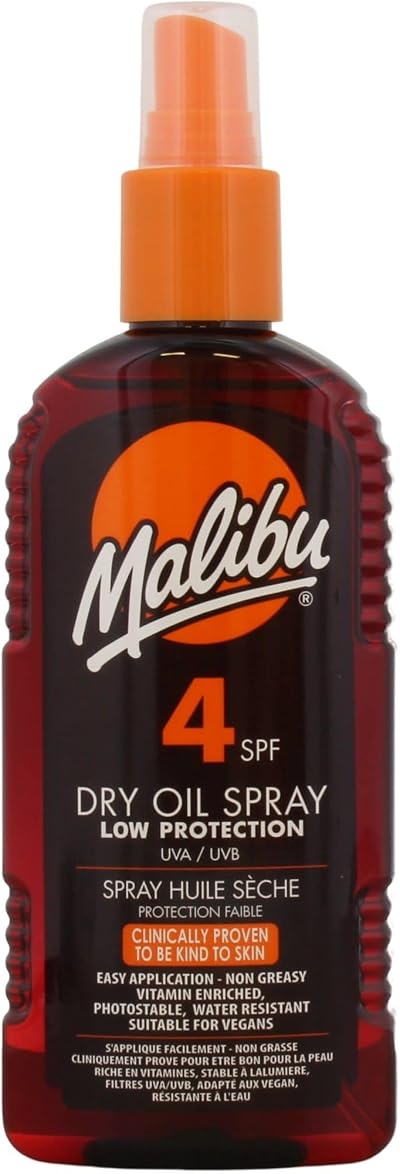 Malibu Sun Protection Dry Oil Spray SPF 4 200ml Clear Water Resistant