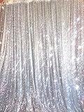 BalsaCircle 20 ft x 10 ft Silver Sequins Backdrop Curtain