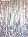 TRLYC 20 Ft X 10 Ft Silver Sequins Backdrop Curtain