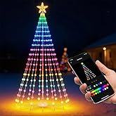 SANPAUTO 9FT Smart Christmas Cone Tree, Prelit Color Changing Outdoor Christmas Tree Light with Remote Music Timer for Yard Decorations