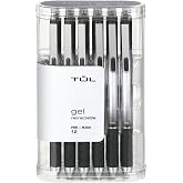 TUL Retractable Gel Pens, Fine Point, 0.5 mm, Gray Barrel, Black Ink, Pack Of 12 Pens