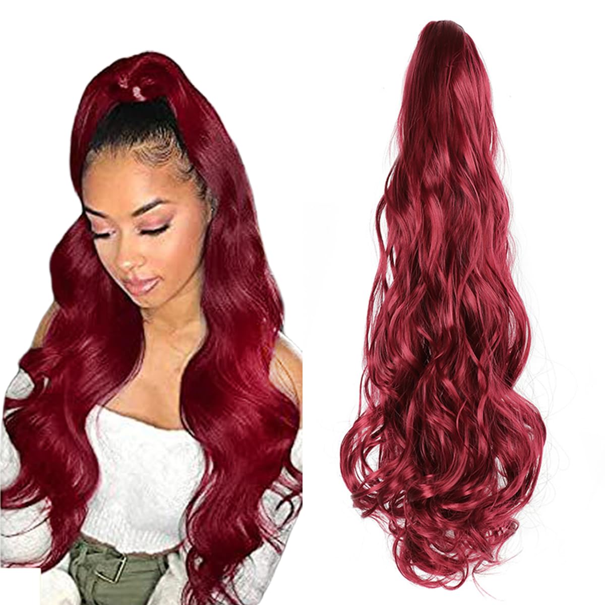 prinfantasy Long Claw Ponytail Hair Extension Clip in on Ponytail Jaw Claw Synthetic Curly Thick Hair Extensions Pony Tail for Women Girls curly GBMW021, 22 inch โ image 1