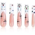 LOVFUL Press on Nails Clown | Handmade with Full Covered Crystals | Reusable Fake Nails | Square Long 2.2 in | H139-M