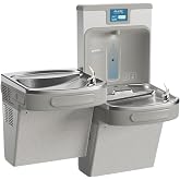 Elkay LZSTL8WSLK Filtered Bi-Level Fountain &amp; EZH2O Bottle Filler, Lt. Gray 120V