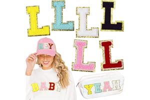 HEKOOLA 6 Pcs Chenille Letter Patches Iron on Letters Patches for Clothes, Varsity Letter Patches, 3 inch Iron on Letter L Patch Letterman Jacket Preppy Embroidered Patches Sew on Patches for Backpacks Hats