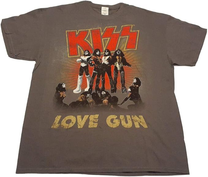 Kiss Love Gun TShirt Mens Gray Gene Simmons Rock Concert Nwot Amazon