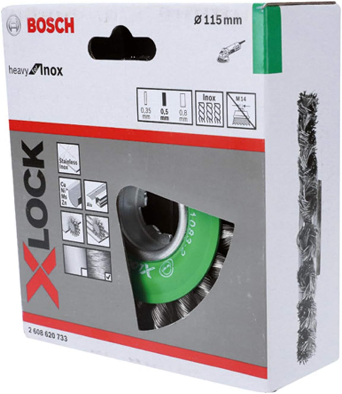 Bosch 1x PRO Stainless Steel Longlife Wire Wheel, Knotted Wire for Small Angle Grinder and X-Lock (for Steel diameter 115 mm - Image 4
