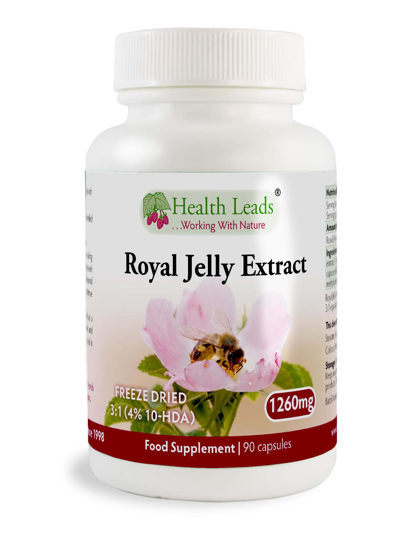 High Strength Royal Jelly Extract 3:1 (4% 10-HDA) 1260mg x 90 Capsules (100% Additive Free)
