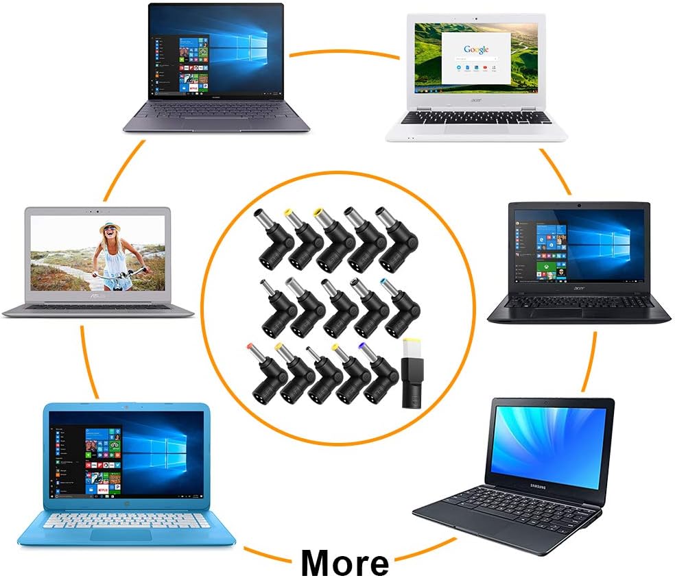 ZOZO 90W AC Universal Laptop Charger for HP Dell Toshiba IBM Lenovo Acer ASUS Samsung Sony Fujitsu Gateway Notebook Ultrabook Chromebook DC Output 15V 16V 18.5V 19V 19.5V 20V Power Adapter Supply Cord: Computers & Accessories