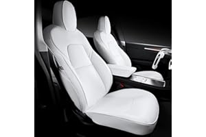 Maysoo Tesla Seat Covers Model Y White Car Seat Covers for Tesla Model Y 2023 2022 2021 2020 5 Seat Car Interior Cover All Weather Protection(White-Organosilicon,Model Y(Full Set))