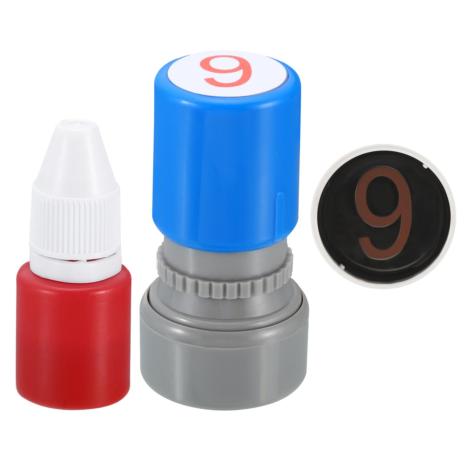 PATIKIL Number Stamps Self Inking, Numeral 9 Number Stamp Teacher Stamp Initial Stamp Ink Stamp for Class Notebook Scrapbooking DIY Craft Style 1, Red Ink