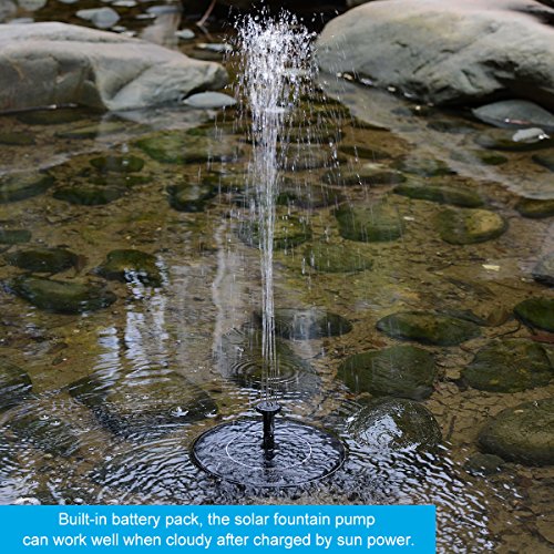 image for Hiluckey Solar Fountain Pump with Battery Backup for Bird Bath, 1.5W F