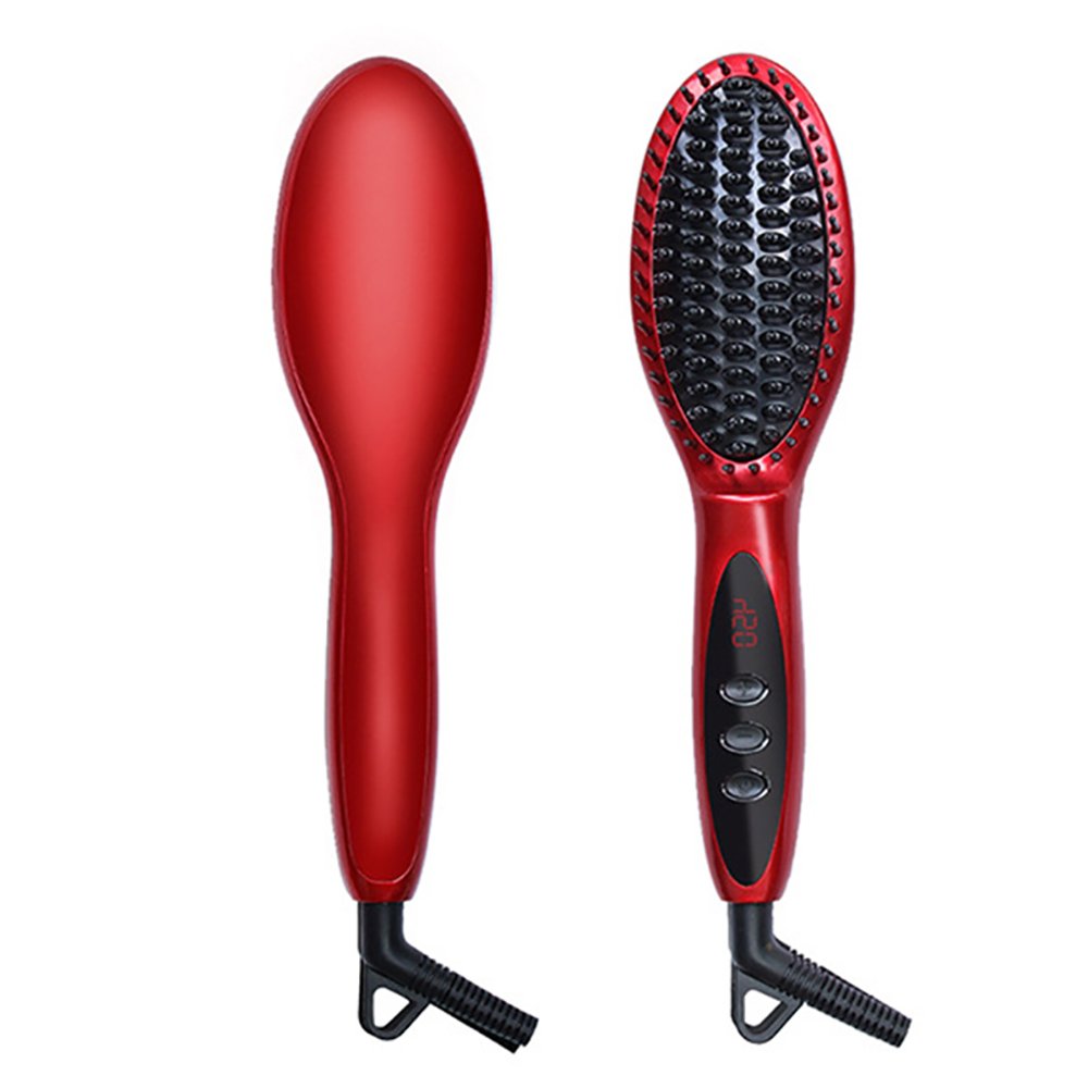 Hair Straightener Brush for Natural Hair Straightening Comb Ceramic Faster Heating MCH Technology, Double Anion, Anti-Scald Comb Teeth- Gift Packaging