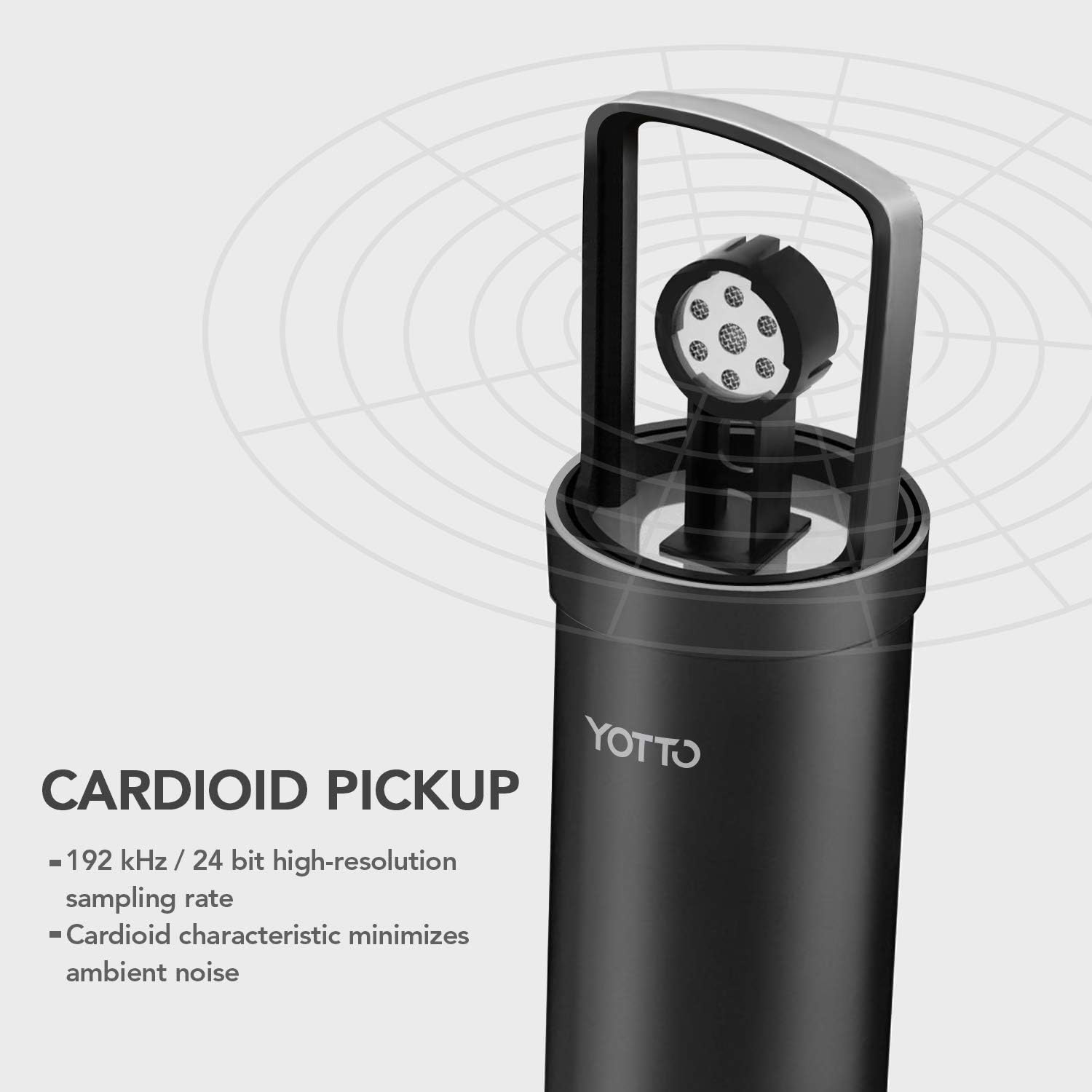 YOTTO USB Microphone Cardioid Condenser Mic 192KHz/24bit Plug and Play Professional Studio Podcast Microphone with Adjustable Microphone Stand Suspension Scissor Boom Arm, Pop Filter, Shock Mount: Home Audio & Theater