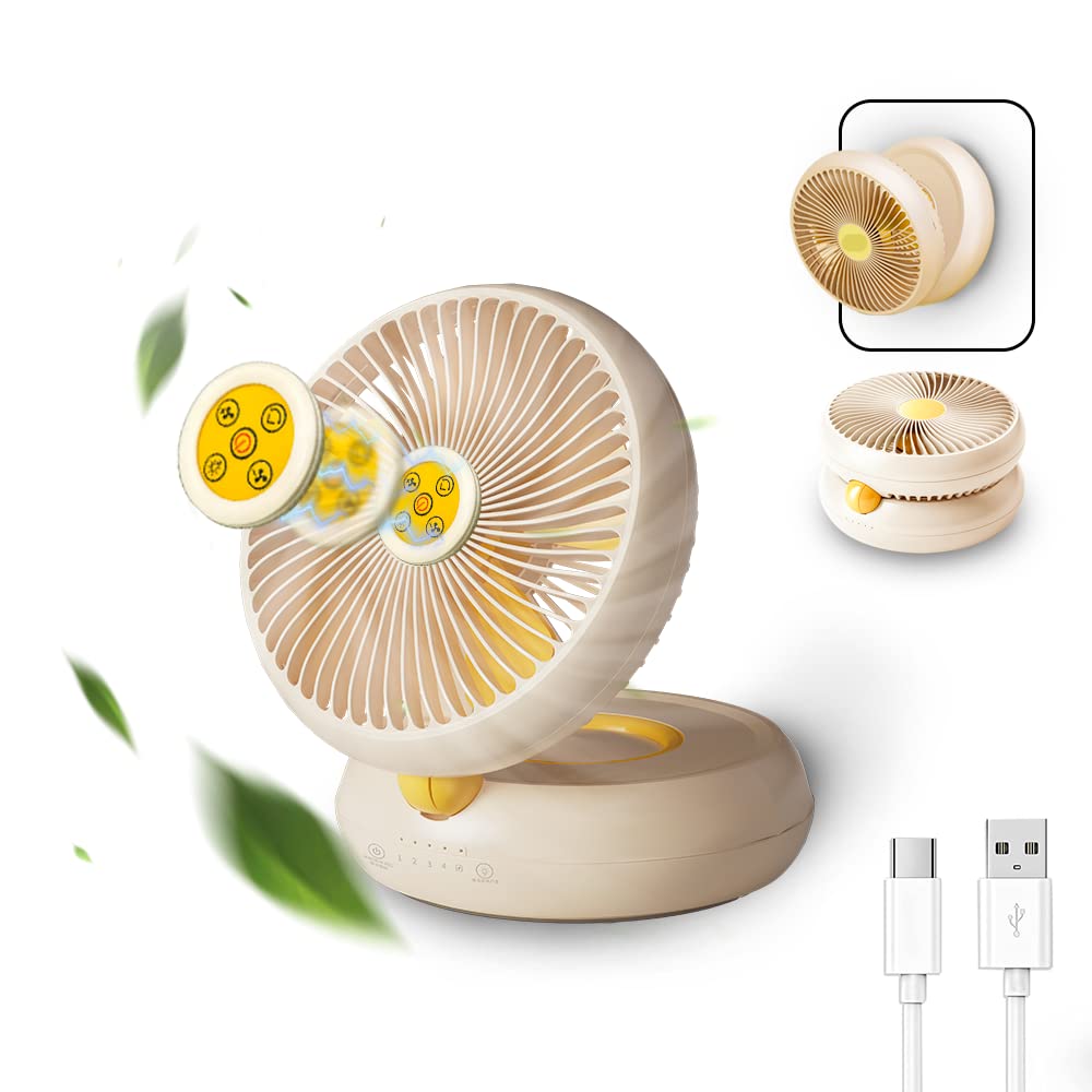 Photo 1 of Coplax Table Fan, Rechargeable Remote Control Fan with Auto Oscillation 90 Foldable Ultra Quiet 4 Speeds Wind, Portable,Hang Hook, USB Wall Fan for Bedroom Office Kitchen