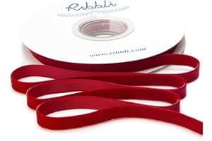 Ribbli Polyester Dark Red Velvet Ribbon,3/8 Inches Continuous10-Yard Spool,Christmas Ribbon for Gift Wrapping,Floral Bouquets, Home Decor