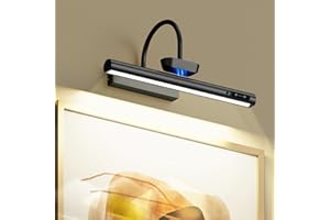 Bridika Picture Light Battery Operated, 13.8in Picture Lights for Wall, 3 Colors & Brightness Dimmable, Rechargeable Art Ligh