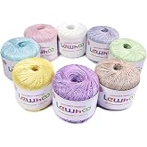 Lewhoo Crochet Thread, 8 Pearl 100% Mercerized Cotton Yarn Balls | Tatting Thread Size 10 for Crocheting, Cotton Lace Yarn Hand Embroidery