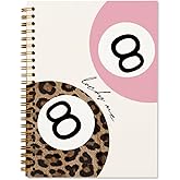 WXHUM Pink 8 Ball Cheetah Notebook Journal for Teen Girls, Journaling Notebook for Women, Funky Cheetah Leopard Journal Notebooks for Girl Work School Study Writing Notes, 5.5x8.3