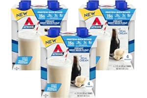 Atkins Protein Rich Shake, Creamy Root Beer Float, High Protein, Low Glycemic, Gluten Free Liquid, - keto, 12 Count (3 Packs each with 4 Shakes)