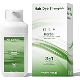 OLV Black Hair Color Shampoo, Natural Shampoo Hair Dye for Gray Hair Coverage for Women Men,3 in 1 Shampoo for Color Treated Hair, Easy Home Use for All Hair Types (16.9fl.oz/Black)