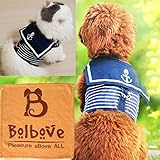 Bro'Bear Adjustable Cool Soft Velcro Cat/Dog Safety Walking Navy Sailor Style Harness Puppy/Kitty Vest Pet Spring Clothes Summer Apparel (Small)