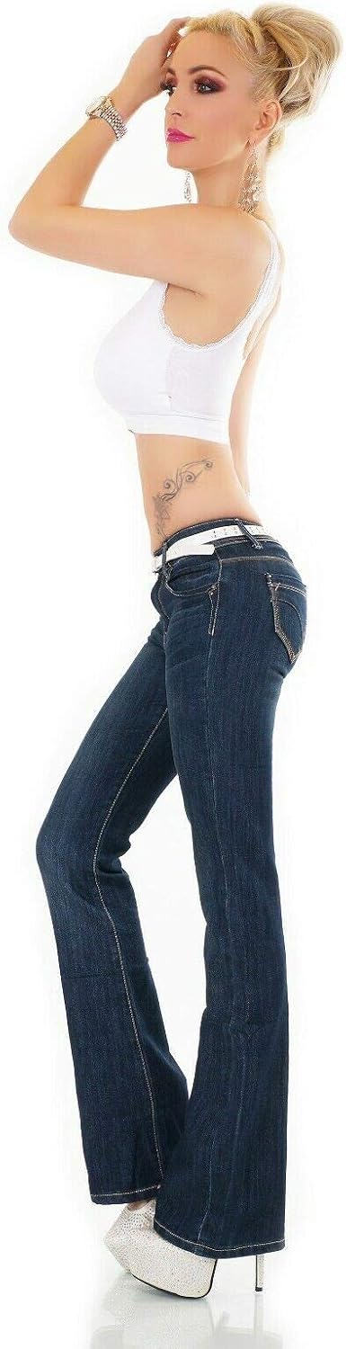 Noir Triple Xxx Womens Stretch Denim Boot Cut Hipster Jeans Blue Faded 6 8 10 12