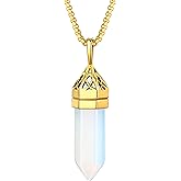 Bestyle Healing Crystal Pendant Celtic Knot Neckclace-Hexagonal Synthetic Birthstone for 12 Months, Celtic Love Statement Gemstone Jewelry