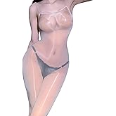 YSGUYILT Body Stockings for Women Sexy Sheer Catsuit Glossy Lingerie Bodystocking Nylon Halter Full Body Stockings