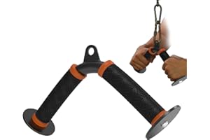 Fitarc Tricep V Bar Cable Attachment for Gym & Home Workouts, Tricep Pull Down Attachment with Non-Slip Grips, Orange