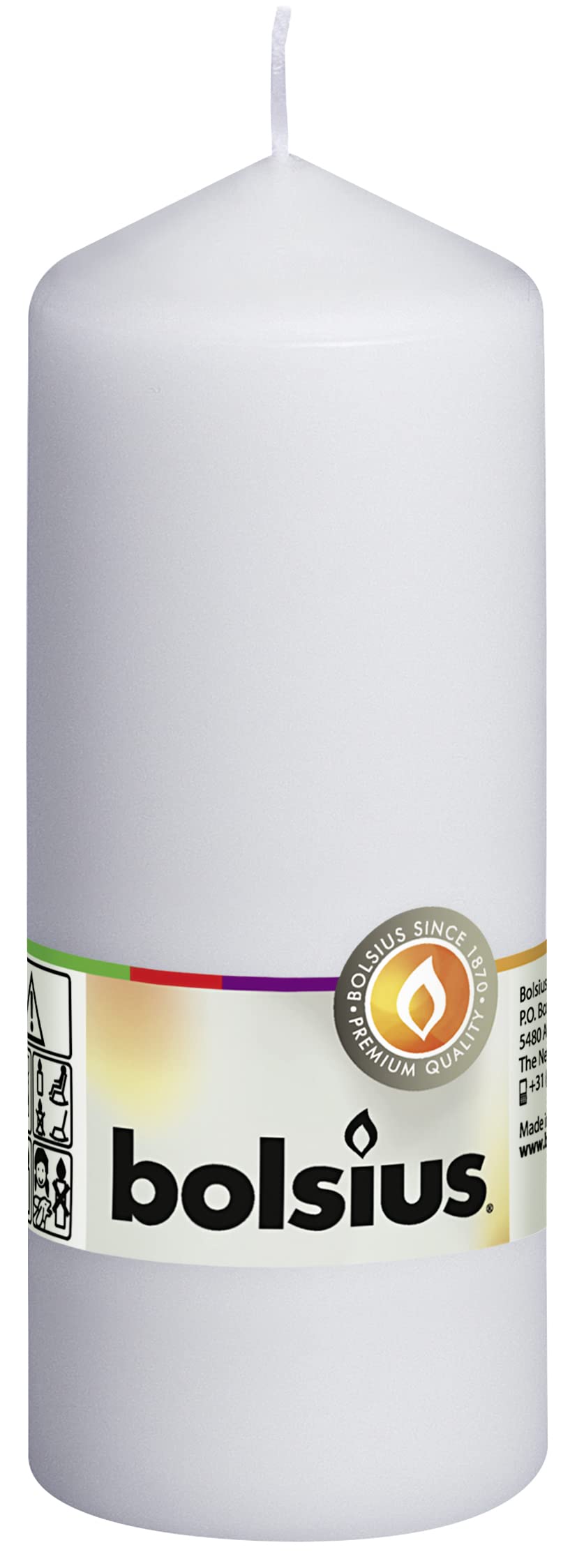 Bolsius Pillar Candle Regular , "White 60 mm Width"