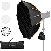 K&amp;F CONCEPT Octagonal Softbox, 35.4"/90cm, Grid Pouch, Quick Release | Bowens Mount Softbox with Honeycomb, Carrying Bag, for Studio Portraits, Photography Studio, Live Streaming Key Lights LK08