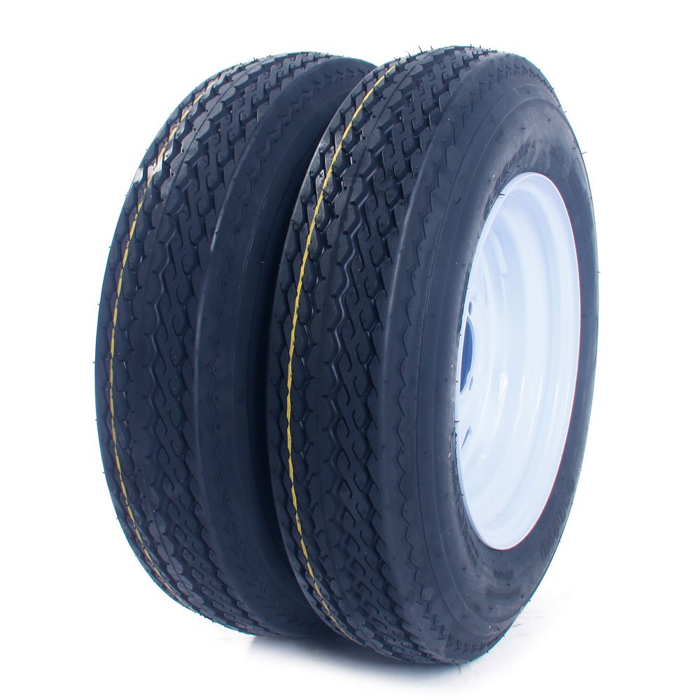 Motorhot 2 pcs 5.30x12 Bias Trailer Tires & Rims 12 inch LRC 6 Ply 4