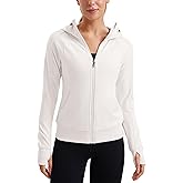 CRZ YOGA Womens Fleece Full Zip Hoodie Jackets Workout Hooded Zipper Basic Casual Sweatshirts with Thumb Holes